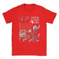 Funny Devils Action Game May Cry T-Shirt Men Crewneck Cotton T Shirts PC Gaming DMC Short Sleeve Tee Shirt 4XL 5XL Tops S brown