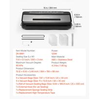 SucceBuy 80Kpa 120W Electric Vacuum Sealer Machine 7-in-1 Wet Food Sealer with Free 10pcs Vacuum Bags for Kitchen Food Storage black