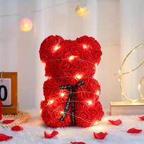25cm Artificial Teddy Rose Flower Bear with Box Romantic Valentines Day Gift Girlfriend Women Anniversary Wedding Party Supplies With Box red