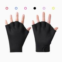 Surfing Microfibe Swimming Gloves Water-resistant Aquatic Training Mittens For Swim, Dive & Fitness | Secure Wrist Strap Design L black