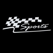 SPORT raidžių languota lenktynių vėliava, nuimamas automobilio lipdukas, šviesą atspindintis lipdukas balta