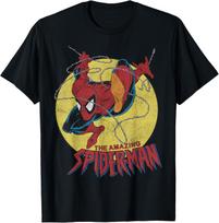 Marvel Nuostabusis Žmogus-voras Vintažiniai marškinėliai su šokinėjančiu logotipu Large juoda