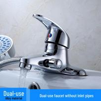 Dual-Use Basin Mixer Faucet with Hand Shower white