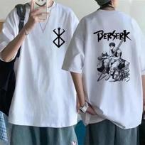 EU Size Japanese Anime Harajuku Berserk Guts Eyes Print Funny T Shirt Graphic T-shirt Manga Streetwear Tshirt Hip Hop Tee Unisex XXXXXL juoda