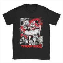 Cool Terrifier 2 Movie Art The Clown T-Shirts for Men O Neck 100% Cotton T Shirts  Short Sleeve Tees 6XL Clothing S white