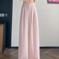 Thin Versatile Straight Suit Pants Casual Harun Wide-leg Women's L rožinė
