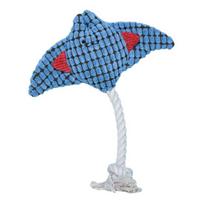 Plush Manta Ray Dog Chew Toy with Cotton Rope Squeaky Stuffed Sea Animal Plushie Boredom Reduction Dog Teething Interactive balta