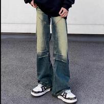 Men Autumn Distressed Patchwork Flare Jeans S mėlyna