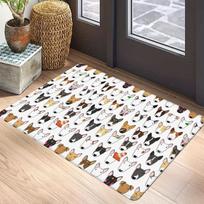 Bull Terrier Multi-color Heads Carpet Mat Anti-Slip Rubber Backing Rug for Pet Lover Home Decoration Bone Prints Fun Door Mat 40x60cm gray