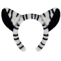 1/3Pcs Zebras Costume Set Zebras Ears Headband Tail Bowtie for Halloween Dressing Up Party Animal Cosplay Costumes white