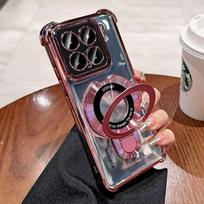 For Xiaomi 17T 15T Pro 14 13 Case Phantom Transparent Acrylic Skin-friendly Bracket Cover For Mi 17t Pro with built-in lens film Xiaomi 15T Pro rožinė