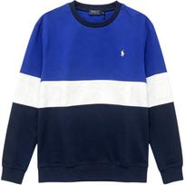 Polo Ralph Lauren Ss26 Logo Embroidered Patchwork Crew Neck Pullover Long Sleeve Sweatshirt Men sweatshirt 710741370-005 2XL blue
