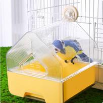 Pakabinamas paukščių vonios namelis Lengvai montuojamas Dušo namelis Nuimamas papūgų kubilas papūgoms, Parrot Bath Basin beige