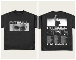 2026 Pitbull Im Back North America Tour Tshirt Unisex And Unisex Summer 100 Cotton Clothing Fashion High Quality Short Sleeved Top 4XL white