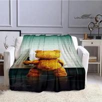 Animacinis meškiukas Tedas Spausdintos antklodės Šiltos flanelinės antklodės Minkštas ir patogus antklodės lovos užvalkalai Gimtadienio dovana Size: 75*100cm, Weight: 230 GSM gray
