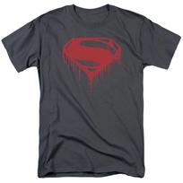 Batman V Superman Splattered Mens T Shirt Charcoal Officially Licensed XL brown