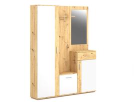 Prieškambario spinta Trio, balta sp./artisan oak sp., 145.1 cm x 29.2 cm x 184 cm