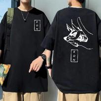 Anime Pjūklas Žmogus Hayakawa Aki Lapės Velnias Kon Spaudos Marškinėliai Vyriški Minkštos Medvilnės Marškinėliai Vyriški Moteriški Marškinėliai Gatvės Drabužiai Marškinėliai Viršūnės S juoda
