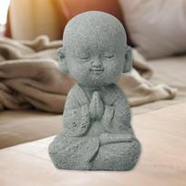 Cute Monk Buddha Statue Present Sculptures Resin Baby Monk Buddha Statue Monk Figurine for Garden Yoga Desktop Outdoor Decor gray
