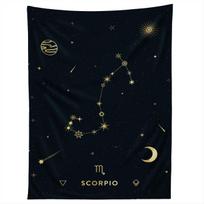 SCORPIO CONSTELLATION IN GOLD tapestry 150x150 juoda