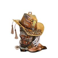Retro Cowboy Boot And Hat Acrylic Hanging Decoration For Car Saddle Keychain Pendant Best For Cross-border Export Supply Style A brown