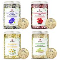 Bralcon Hibiscus Flower Tea + Butterfly Blue Pea Flower + Lemongrass + Chamomile Tea - 50G Each Pack beige
