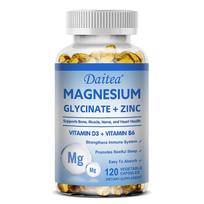 Magnesium Glycinate 120 Vegan Capsules Zinc Vitamin D3 B6 Non GMO Gluten Free 120 Capsules