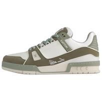 LOUIS VUITTON Trainer Cow Leather Low top Skateboard Shoes Unisex Dark Green 1ADHC9 43.5 gray