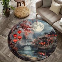 Minkštas dėmėtas raštas Apvalus kilimas biuro kėdėms, žaidimų kambariui, miegamajam ir svetainei dekoruoti Diameter 150cm