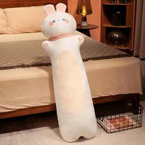 80/110/130CM Cute Soft Long Fox Cat Monkey Rabbit Husky Plush Toys Stuffed Animal Cushion Sleeping Pillow 80cm brown