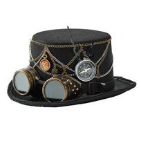 Gothic Compass Metal Chain Hat for Coser Steampunk Goggles For Costume Parties Halloween Event Photo Props 1 gray