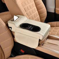 Car Center Armrest Box Elevator Pad Multi-Function Four-In-One Vehicle Tissue Box Cup Holder High-End Sensation Auile Accessory smėlis