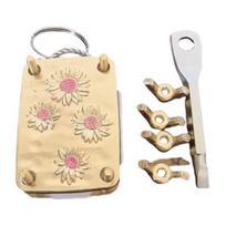 Mini Flower Press Keychain Metal Portable Micro Flowers Drying Press Kit with 20 Paper Handcrafted Flower Preservation Tool for Hiking Travel DIY B With screwdriver beige