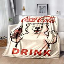 Coca-Cola Polar Bear Flannel Blanket, Vintage Throw Blanket for Bedroom 80cm x 120cm gray