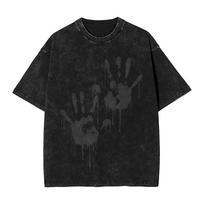Manga Washed Oversized T Shirt Death Stranding TShirts Street Fashion Streetwear Cotton Graphic Tee Shirt Men Women Clothing S black