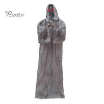 Animated Zombie Props with Sound Light Spooky Standing Ghost Halloween Decoration, Activated Nun Skeleton Haunted House Scary Party Supplies šviesiai pilka spalva