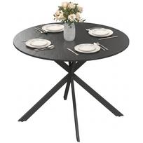 Apvalus valgomojo stalas 4 žmonėms, pramoninio stiliaus virtuvės stalas su plieninėmis kojomis, skirtas valgomajam, virtuvei, juodas 100 x 100 x 75 cm juoda