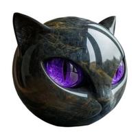 Black Cat Stone Cat Head Sculpture Marble Texture Healing Stones 1pc violetinė