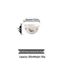 Retro Dragonfly & Butterfly Ceramic Tableware Set: Salad Plates, Bowls, and Deep Plates for Western and Asian Cuisine. white