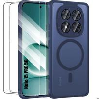 Case + 2 Tempered Glasses for Xiaomi Redmi Note 15 Pro 5G - with Camera Protection - Navy Blue