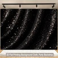 2D Black Glitter Curtain Backdrop for Wedding, Prom & Formal Event Photography 47.2x31.5inch/120*80cm