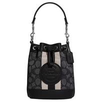 COACH Dempsey Jacquard Fabric With Pebble Texture Cow Leather Bucket Bag, Handbag, Shoulder Bag, Crossbody Bag Mini Basic Set (Bag + Dustproof Bag) juoda