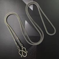 Retro Buddha Chopin Chain Necklace Men Women Detachable Trend Versatile Long Snake Bone Sweater Chain gray