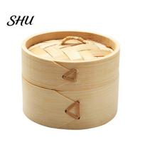 Steamed Bun Bamboo Steamer Eco-friendly Chinese Style Primary Color Natural Handmade Steam Basket for Home Food beige