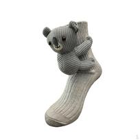 Gyvūnų kojinių kolekcija Patogios šiltos žiemos mielos gyvūnų apkabinimo kojinės koala gray