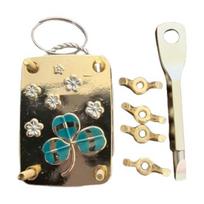Mini Flower Press Keychain Metal Portable Micro Flowers Drying Press Kit with 20 Paper Handcrafted Flower Preservation Tool for Hiking Travel DIY A With screwdriver beige