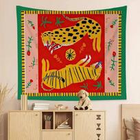 Senovės Egipto gobelenas abstraktus tigras leopardas 75x100 juoda