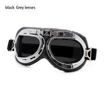 Protective Gears Vintage Snowboard Retro Goggles Motorcycle Glasses Cruiser Scooter Pilot Grey lenses juoda