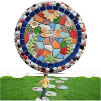 Round garden stepping stone, resin decorative stepping stone for garden, 13-inch thick paving stone (1 piece) Pack of 1 gray