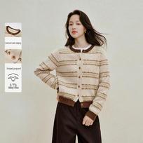 INMAN Women's Striped Jacquard Cardigan M